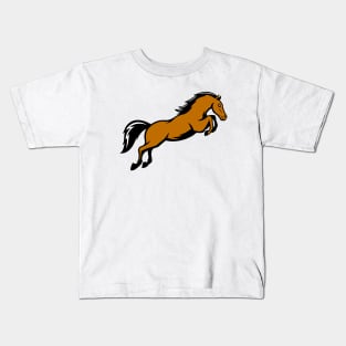 Jumping Brown Horse Logo Kids T-Shirt